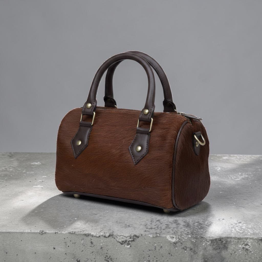 Forest Green Leather Barrel Bag