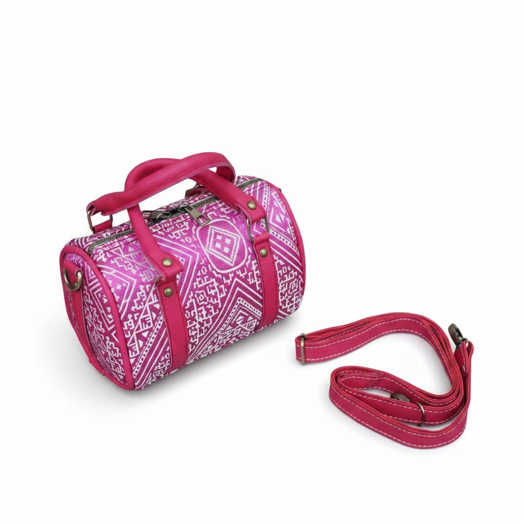 Olive Grove Patterned Barrel Bag