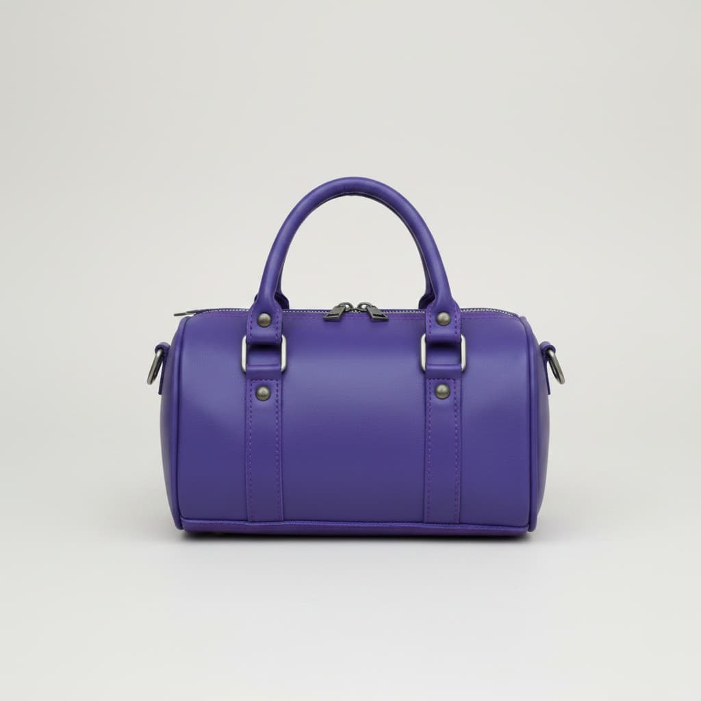 Sapphire Elegance Leather Barrel Bag