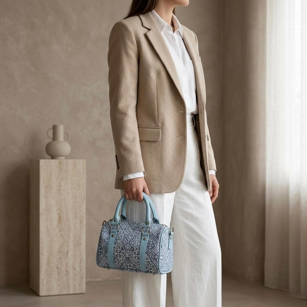 Ocean Breeze Patterned Barrel Bag