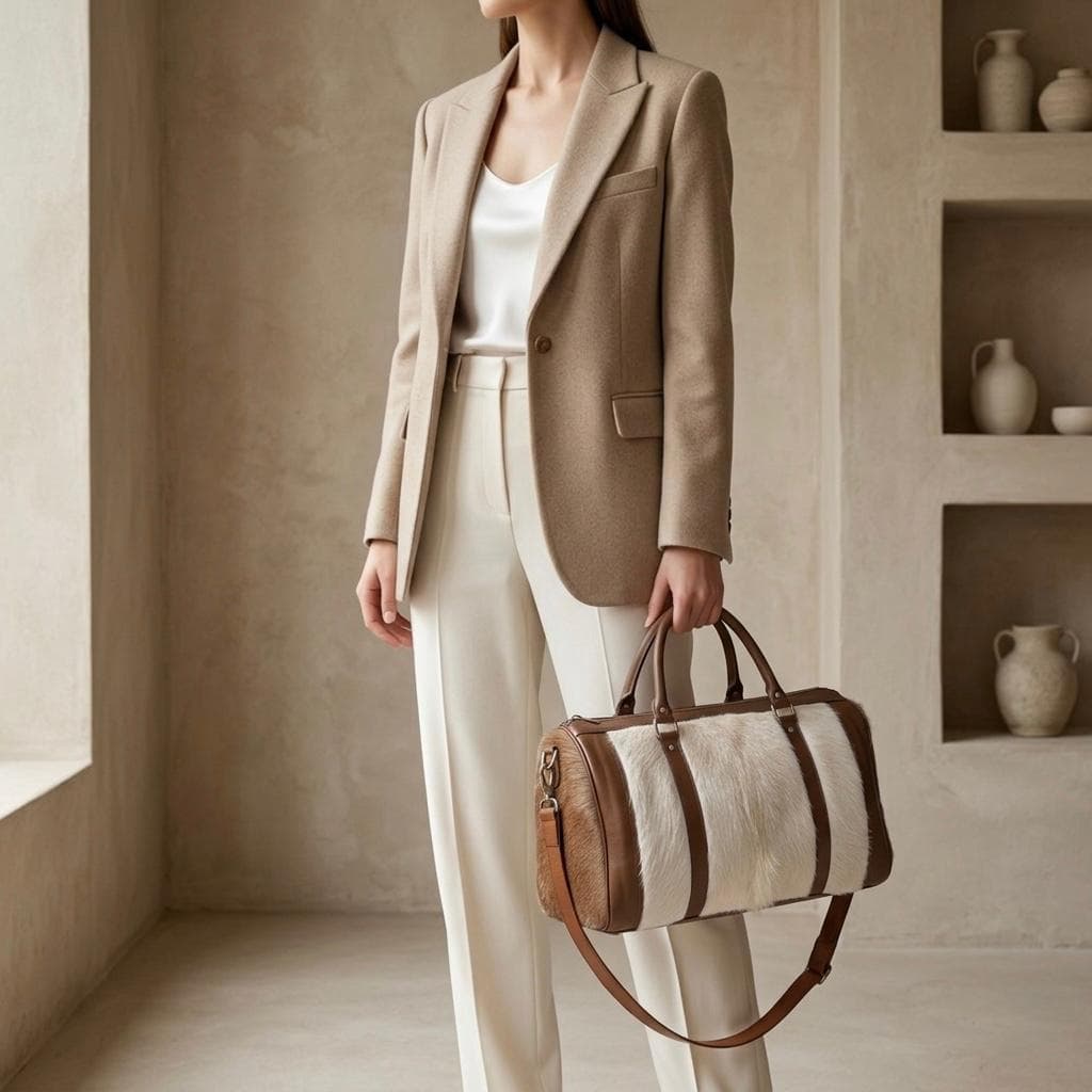 Sandstone Light Patterned Barrel Bag