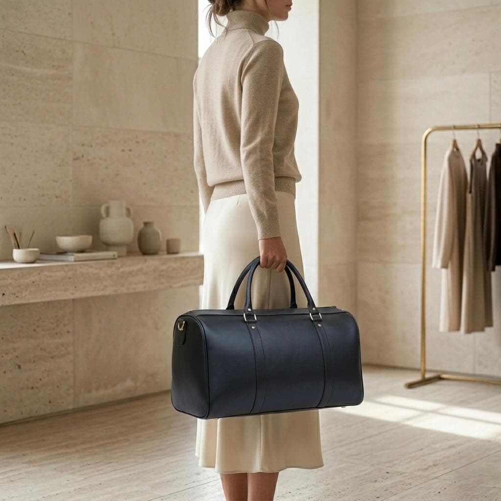 Ruby Red Leather Barrel Bag