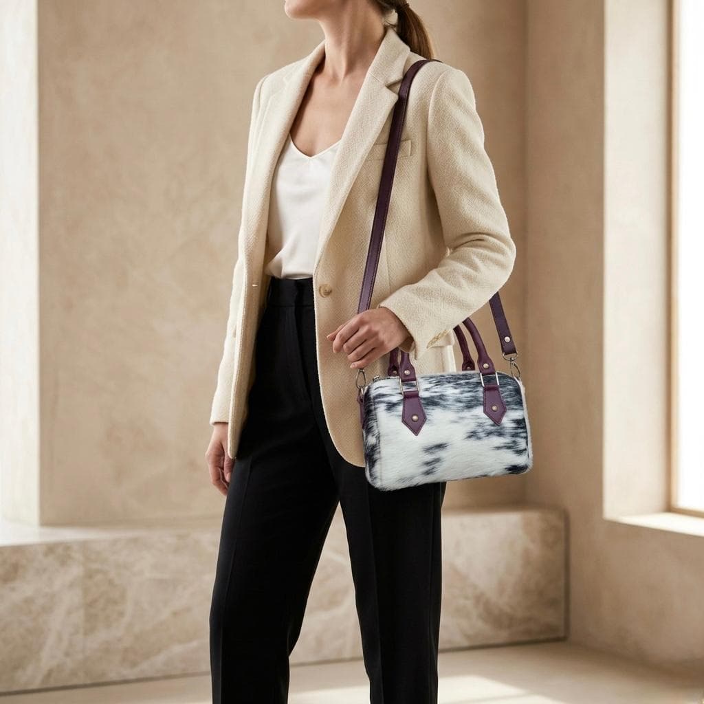 Plum Royale Leather Barrel Bag